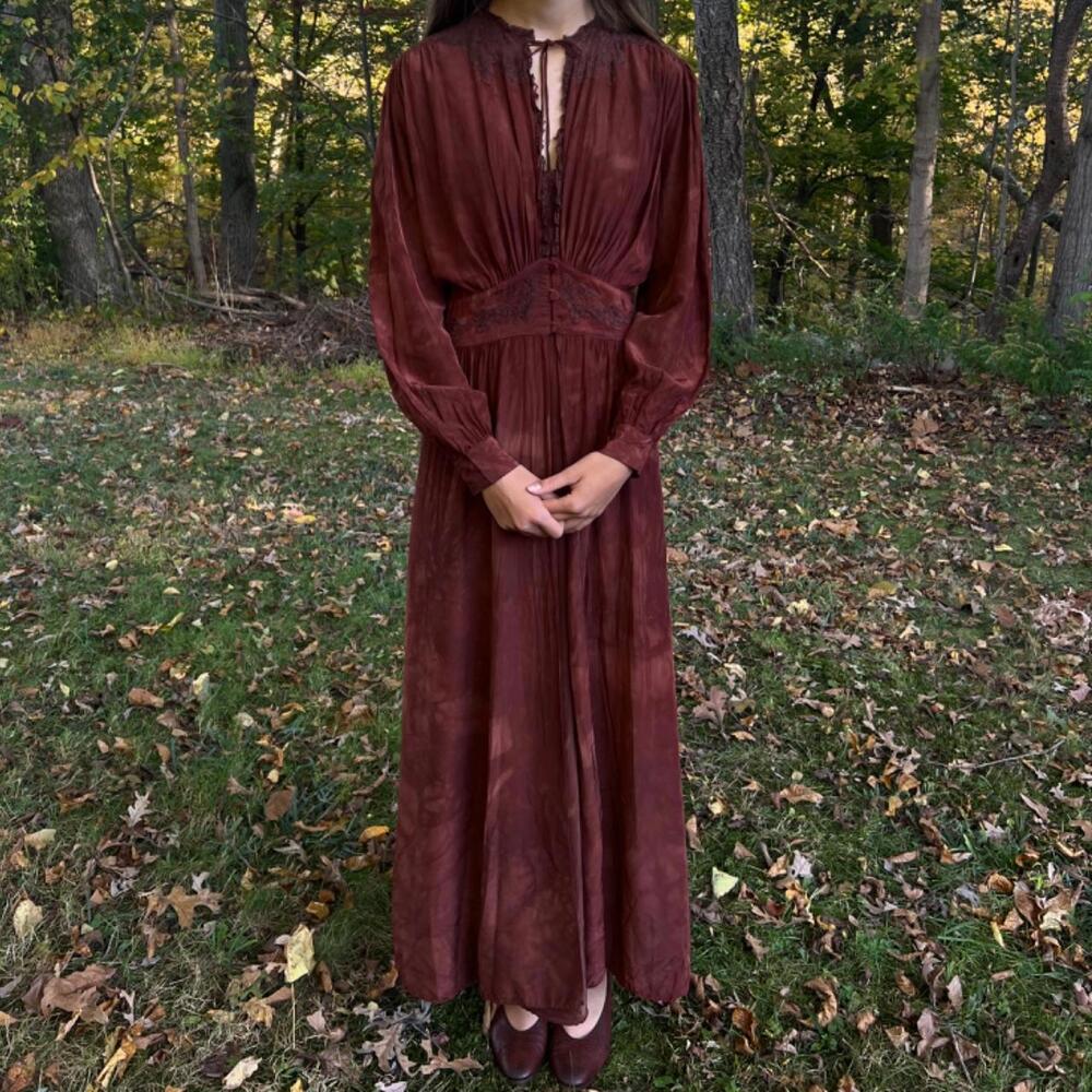 exquisite hand dyed 1930s peignoir gown set